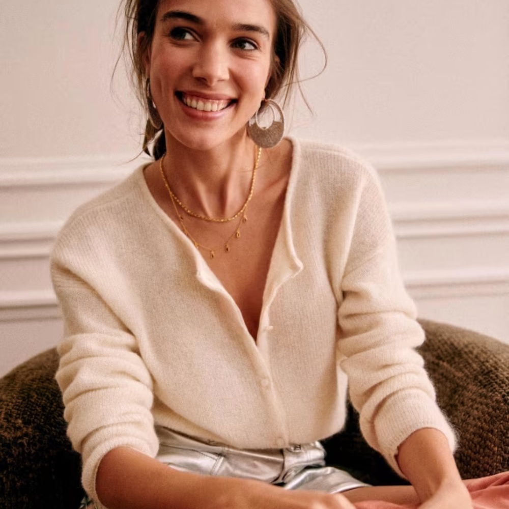 2019 Sezane Gaspard Cardigan Ecru Size XS